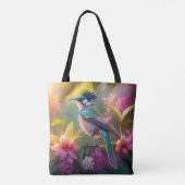 Blauw Gekuifde Regenboog Gevleugelde Zonnevogel Fa Tote Bag (Achterkant)