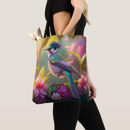 Blauw Gekuifde Regenboog Gevleugelde Zonnevogel Fa Tote Bag (Dichtbij)