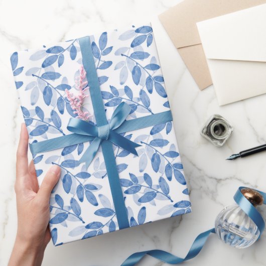 Blauw gelaagde Waterverf verliest patroon Cadeaupapier (Geschenken)