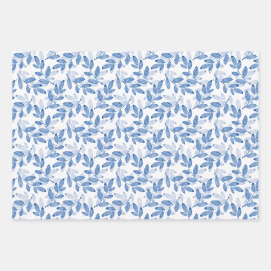 Blauw gelaagde Waterverf verliest patroon Inpakpapier Vel (Voorkant 3)