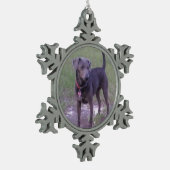 blauw gelaat vol tin sneeuwvlok ornament (Links)