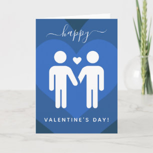 Blauw gelagerd hart homo koppel [=p-0098 kaart