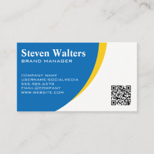 Blauw Gele Achtergrond   QR Code Sjabloon Visitekaartje