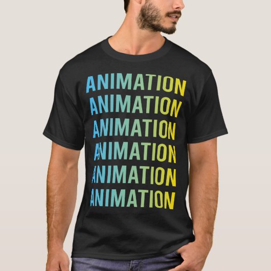 Blauw Gele Animatie T-shirt (Voorkant)