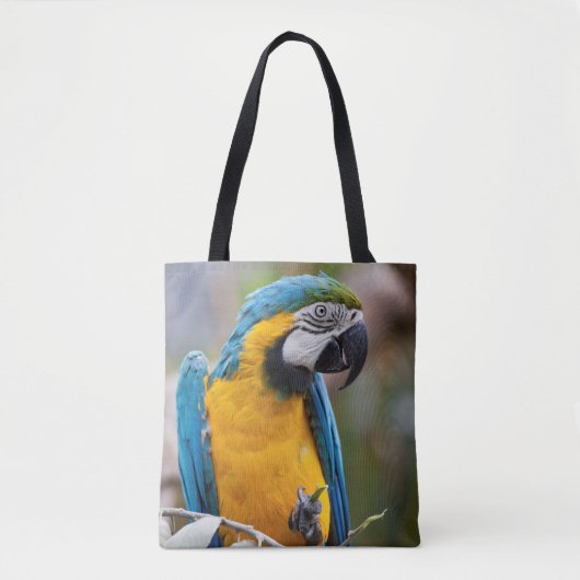 Blauw-gele Ara All Over Print Tas (Voorkant)