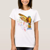 Blauw-gele Ara Gooit Confetti T-shirt (Voorkant)