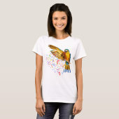 Blauw-gele Ara Gooit Confetti T-shirt (Voorkant volledig)