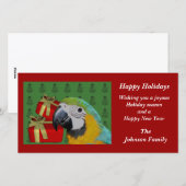 Blauw Gele Ara Papegaai Kerstmis Vakantie Feestdagenkaart (Voorkant / Achterkant)