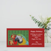 Blauw Gele Ara Papegaai Kerstmis Vakantie Feestdagenkaart (Staand voorkant)