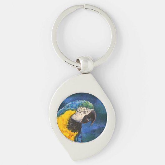 Blauw-gele ara papegaai  sleutelhanger (Voorkant)