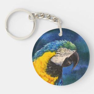 Blauw-gele ara papegaai  sleutelhanger