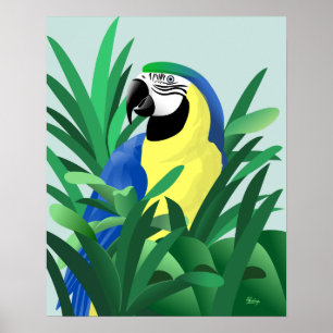 Blauw-gele ara poster