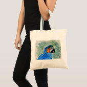 Blauw-gele Ara Tote Bag (Voorkant (product))