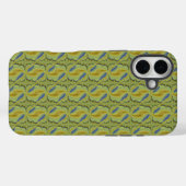 Blauw gele Artdeco in Retrostijl Case-Mate iPhone Case (Achterkant (horizontaal))