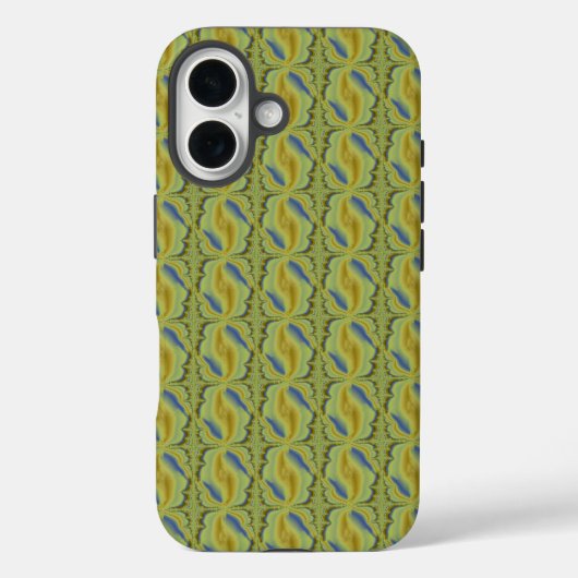 Blauw gele Artdeco in Retrostijl Case-Mate iPhone Case (Achterkant)