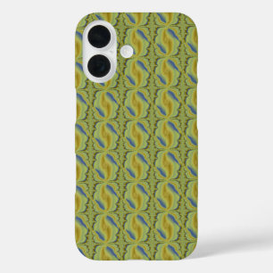 Blauw gele Artdeco in Retrostijl iPhone 16 Hoesje