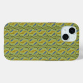 Blauw gele Artdeco in Retrostijl Case-Mate iPhone Case (Achterkant (horizontaal))