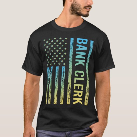 Blauw Gele Bankbediende T-shirt (Voorkant)