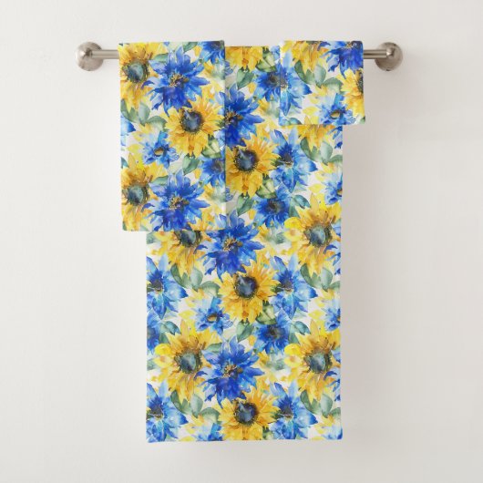 Blauw Gele Bloemen Bad Handdoek (Insitu)