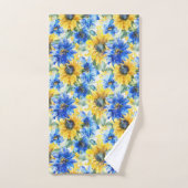 Blauw Gele Bloemen Bad Handdoek (Handdoek)