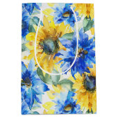 Blauw Gele Bloemen Bruidsborrel Medium Cadeauzakje (Voorkant)
