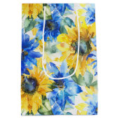Blauw Gele Bloemen Bruidsborrel Medium Cadeauzakje (Achterkant)