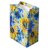 Blauw Gele Bloemen Bruidsborrel Medium Cadeauzakje (Achterkant Gekanteld)