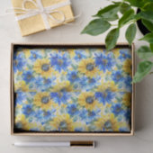 Blauw Gele Bloemen Bruidscadeau Tissuepapier (Geschenk)