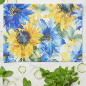 Blauw Gele Bloemen Bruidsdouche Theedoek (Gevouwen)