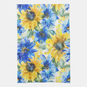 Blauw Gele Bloemen Bruidsdouche Theedoek