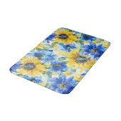 Blauw Gele Bloemen Bruidsfeest Badmat (Gekanteld)