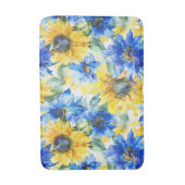 Blauw Gele Bloemen Bruidsfeest Badmat (Voorkant Verticaal)