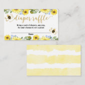 Blauw gele bloemen bumble bee luier loterij kaarte informatiekaartje (Voorkant / Achterkant)