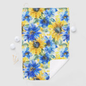 Blauw Gele Bloemen Golfhanddoek (Insitu)