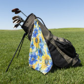 Blauw Gele Bloemen Golfhanddoek (Groen)