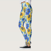 Blauw Gele Bloemen Leggings (Links)