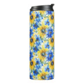 Blauw Gele Bloemen Thermosbeker (Gedraaid links)