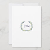 Blauw gele bloemenkrans bohemian tuin bruiloft kaart (Achterkant)