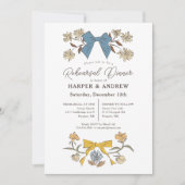 Blauw Gele Bogen Bloesem Huwelijk Repetitie Diner Kaart (Voorkant)