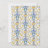 Blauw Gele Bogen Bloesem Huwelijk Repetitie Diner Kaart (Achterkant)