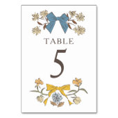 Blauw Gele Boho Bows Trouwtafel Nummer Kaart (Voorkant)