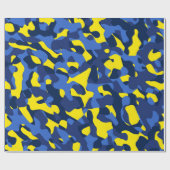 Blauw gele Camouflage printpatroon Cadeaupapier (Vlak)