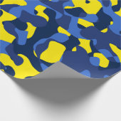 Blauw gele Camouflage printpatroon Cadeaupapier (Hoek)