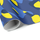 Blauw gele Camouflage printpatroon Cadeaupapier (Rol Hoek)