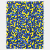 Blauw gele Camouflage printpatroon Fleece Deken (Voorkant)