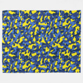 Blauw gele Camouflage printpatroon Fleece Deken (Voorkant (Horizontaal))
