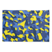 Blauw gele Camouflage printpatroon Kussensloop (Achterkant)