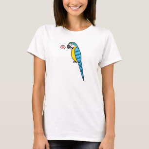 Blauw-gele Cartoon Ara Papegaai Vogel Liefde T-shirt