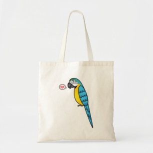 Blauw-gele Cartoon Ara Papegaai Vogel Liefde Tote Bag
