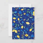 Blauw gele citroenen bloemige waterverf bruidsdouc bedankkaart (Achterkant)